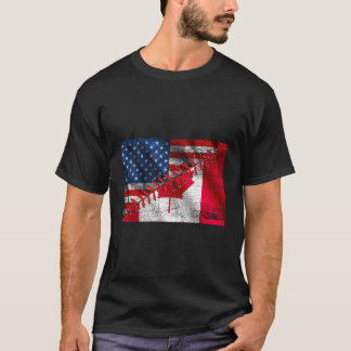 Usa Flag Canadian Flag Maple Leaf American Us Cana T-Shirt