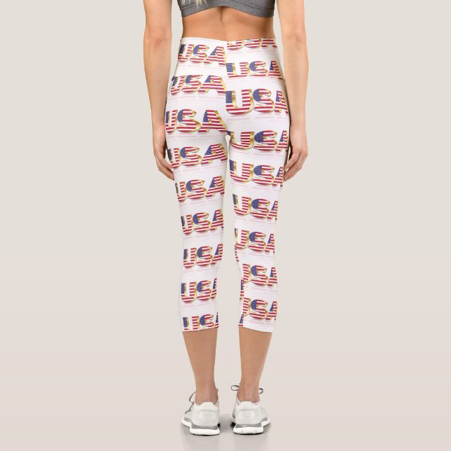 USA Flag Capri Leggings (Back)