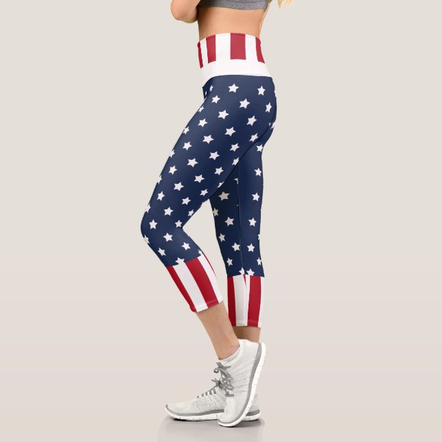 USA Flag  Capri Leggings (Left)