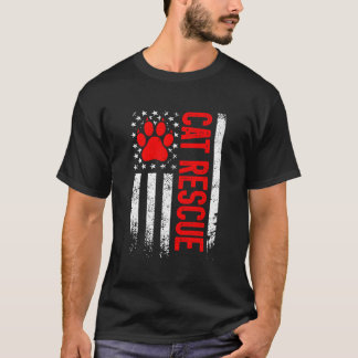 Usa Flag Cat Adoption Rescue Cat Animal Rescue Cat T-Shirt