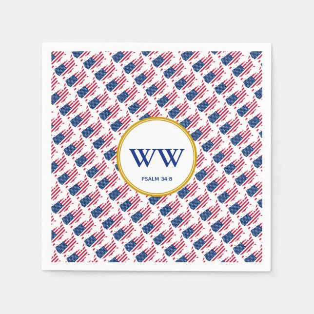 USA Flag Celebration Birthday Heritage Party Napkins (Front)