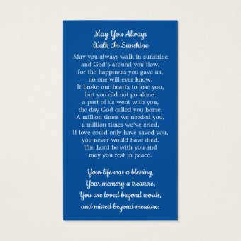 USA Flag Celebration Of Life Memorial Prayer Cards | Zazzle