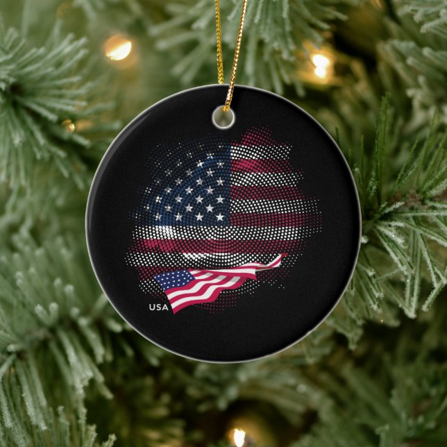 USA flag Ceramic Ornament (Tree)