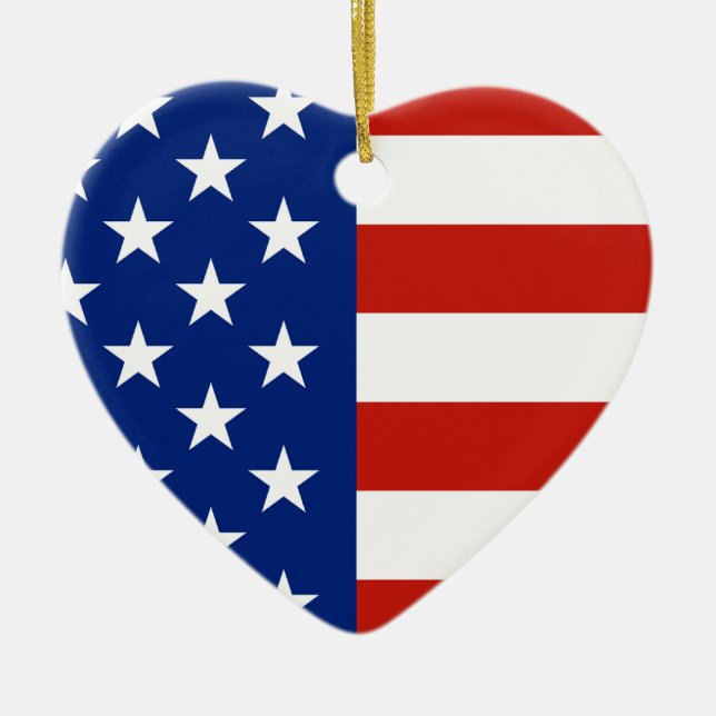 USA flag Ceramic Ornament (Front)