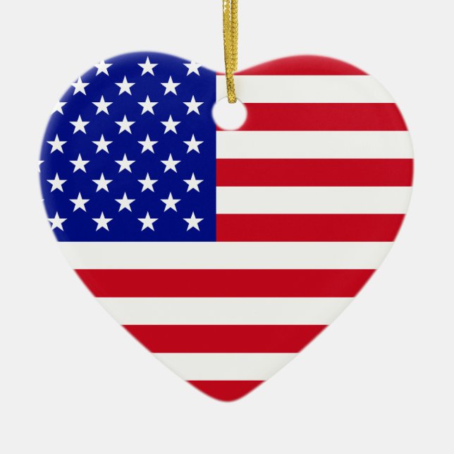USA Flag Ceramic Ornament (Front)