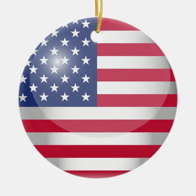 USA FLag Ceramic Ornament (Front)