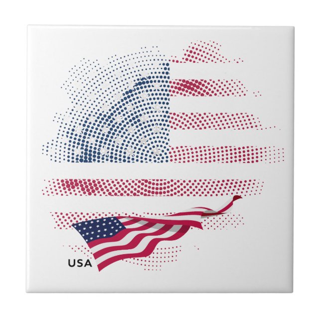 USA flag Ceramic Tile (Front)