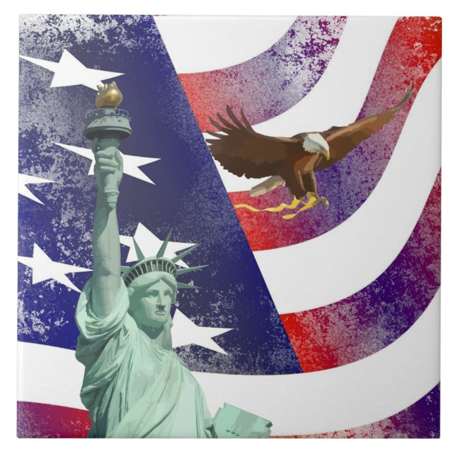 Usa flag ceramic tile (Front)