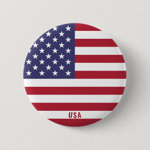 USA Flag Charming Patriotic Button