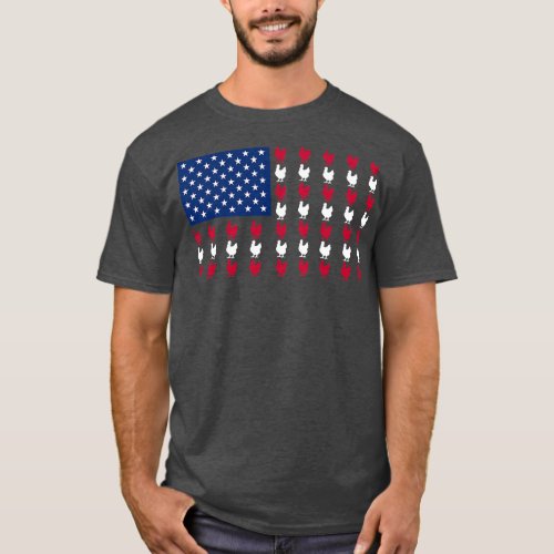 USA Flag Chicken Lover Men Women Fourth of July  T_Shirt