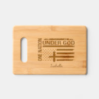 USA Flag Christian Cross One Nation Under God Cutting Board