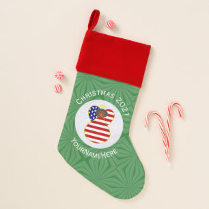 USA Flag Christmas Angel Name Year Stocking