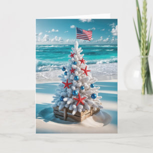 USA Flag Christmas Tree Holiday Card