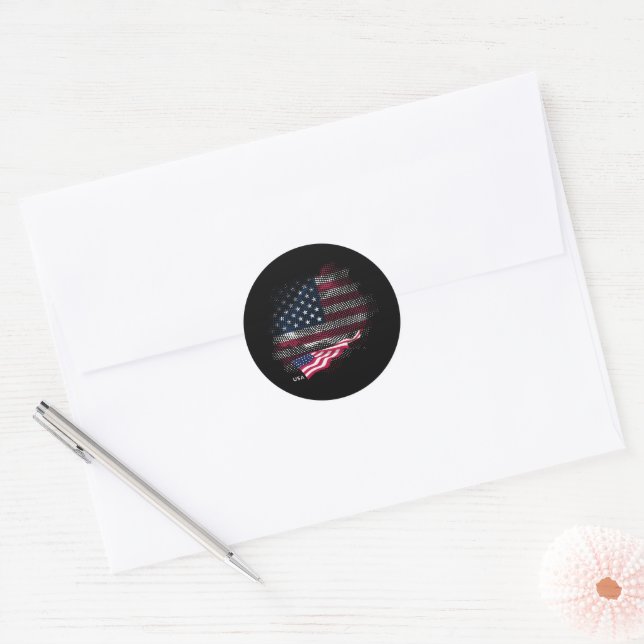 USA flag Classic Round Sticker (Envelope)