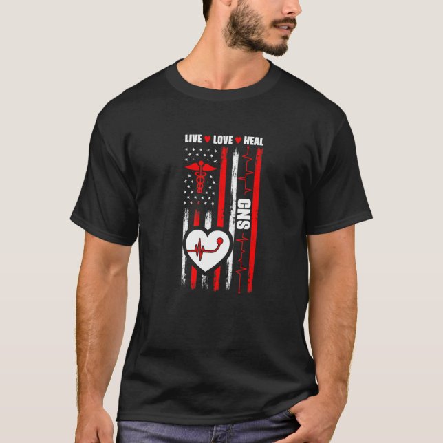 Usa Flag Clinical Nurse Specialist Medical Rn Nurs T-Shirt (Front)