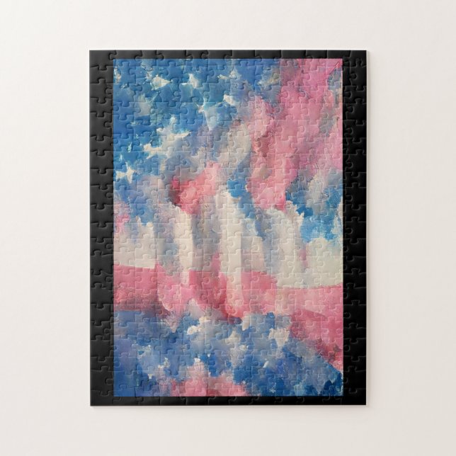 USA flag clouds July 4th Memorial Day abstract art Jigsaw Puzzle (Vertical)