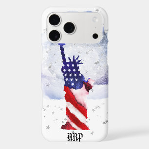*~* USA Flag Clouds Statue of Liberty Silver Stars iPhone 17 Pro Max Case