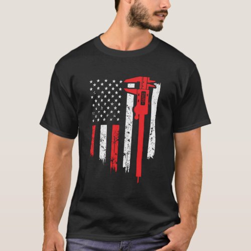 Usa Flag Cnc Mechanic Tools Machinist T_Shirt
