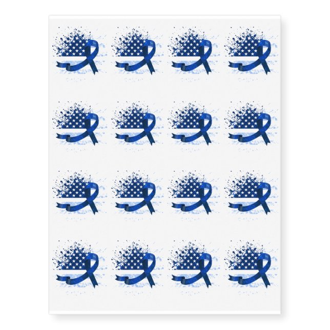 USA Flag Colon Cancer Suppor Temporary Tattoos (Front)