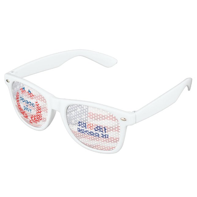 USA Flag Colors Custom 4th of July  Retro Sunglasses (Angled)
