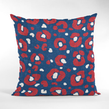 Usa Flag Colours Leopard Print Pattern Outdoor Pillow by artbyjocelyn at Zazzle