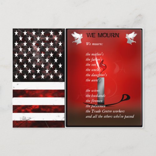 USA Flag Commemorative Memorial Postcard