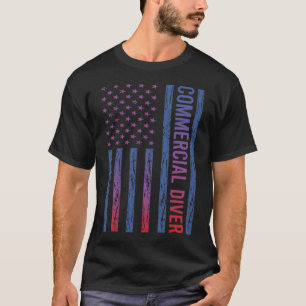USA Flag Commercial Diver T-Shirt
