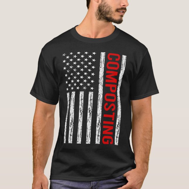 USA Flag Composting Compost Composter T-Shirt (Front)