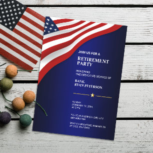 USA Flag Corner Luxury Blue Invitation
