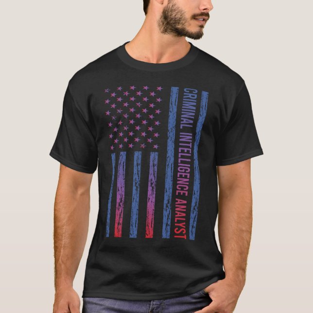 USA Flag Criminal Intelligence Analyst T-Shirt (Front)