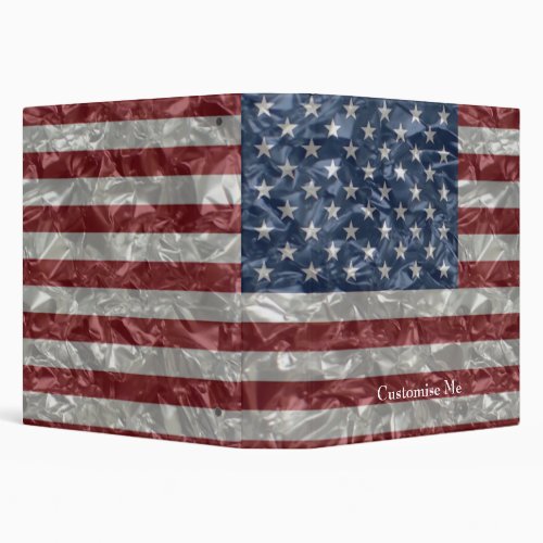 USA Flag _ Crinkled 3 Ring Binder