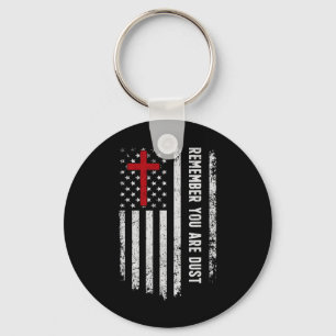 Usa Flag Cross Remember That You Are Dust Ash Wedn Keychain