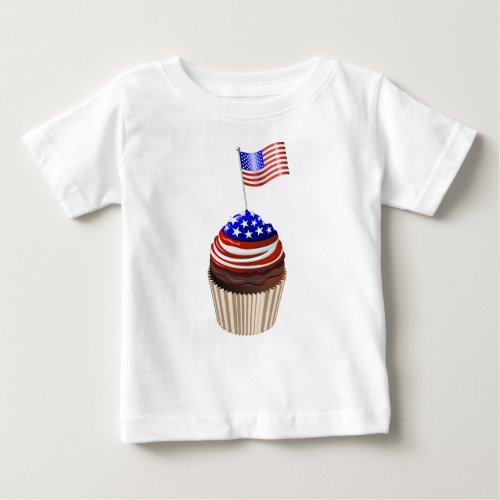 USA Flag Cupcakes Pattern Baby T_Shirt