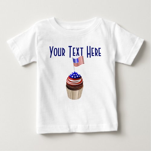 USA Flag Cupcakes Pattern Baby T_Shirt