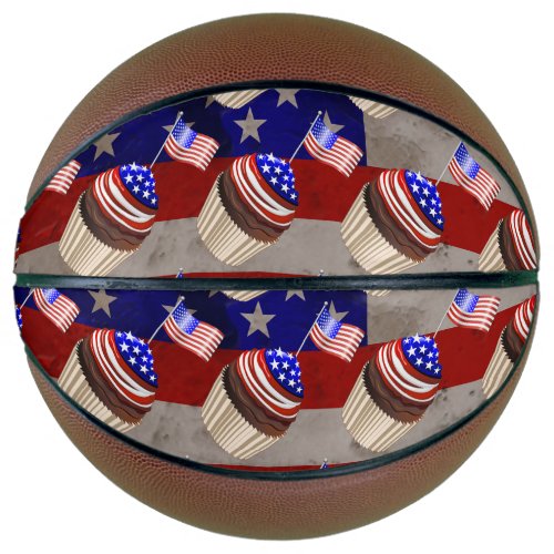 USA Flag Cupcakes Pattern Basketball