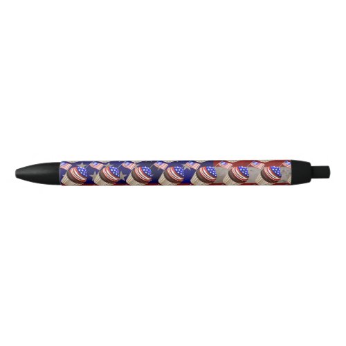 USA Flag Cupcakes Pattern Black Ink Pen