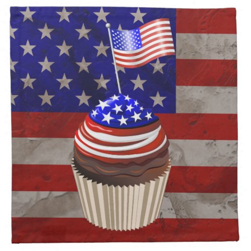 USA Flag Cupcakes Pattern Cloth Napkin