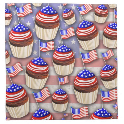 USA Flag Cupcakes Pattern Cloth Napkin
