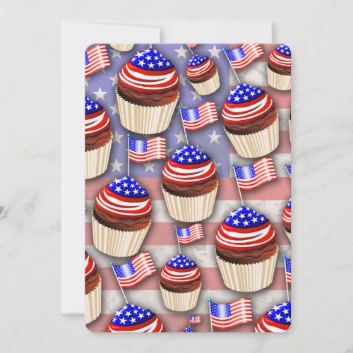 USA Flag Cupcakes Pattern Holiday Card