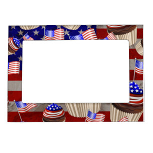 USA Flag Cupcakes Pattern Magnetic Frame