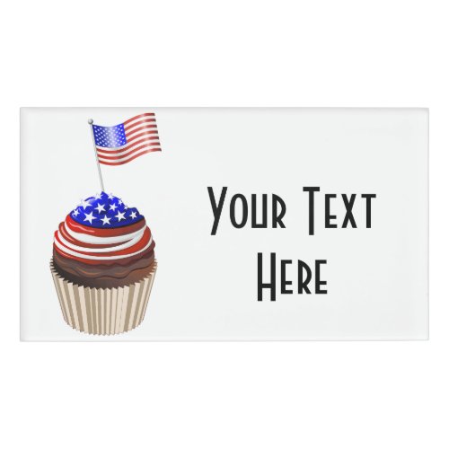 USA Flag Cupcakes Pattern Name Tag