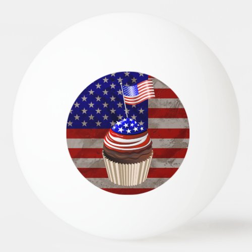 USA Flag Cupcakes Pattern Ping Pong Ball