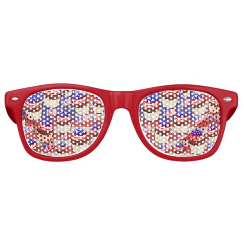 USA Flag Cupcakes Pattern Retro Sunglasses