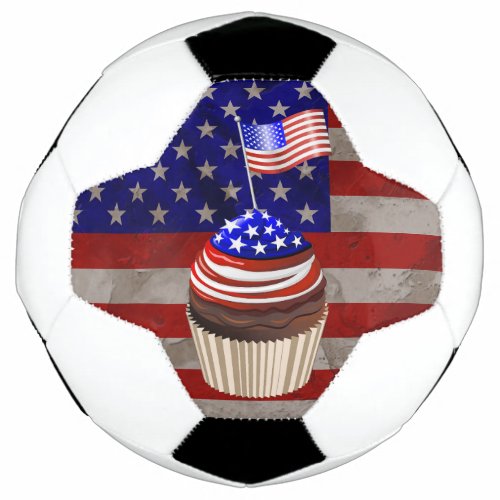 USA Flag Cupcakes Pattern Soccer Ball