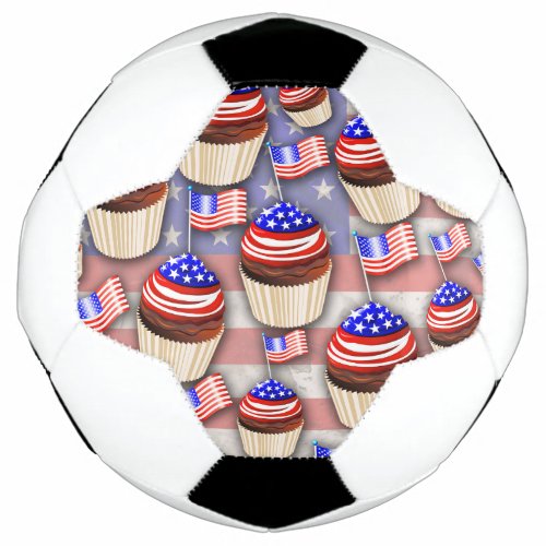 USA Flag Cupcakes Pattern Soccer Ball