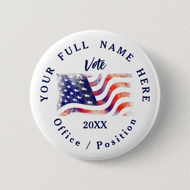 USA Flag Custom Campaign  Button (Front)