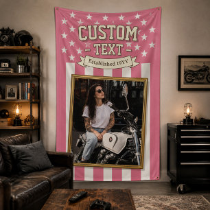 USA Flag Custom Photo Banner, Pink Flag Patriotic Banner