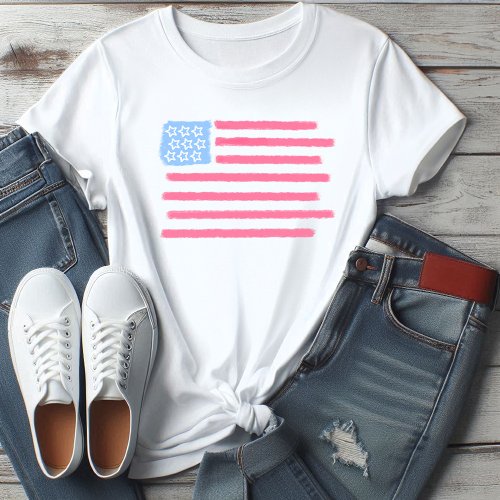 USA Flag cute 4th july womans t_shirt