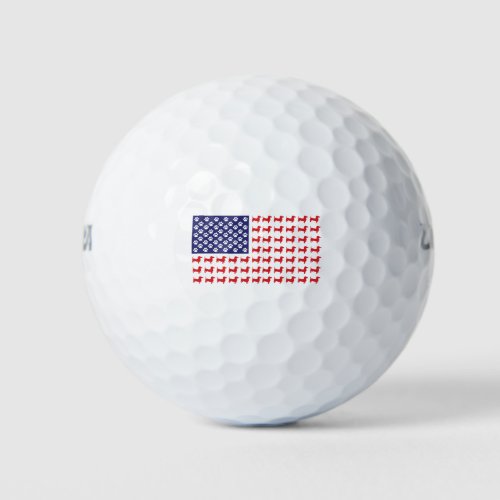 USA_Flag_Dachshund Golf Balls
