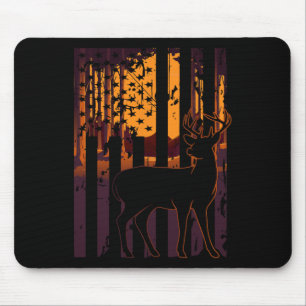 Usa Flag Deer Hunting Setting Sun Funny Bow Hunter Mouse Pad